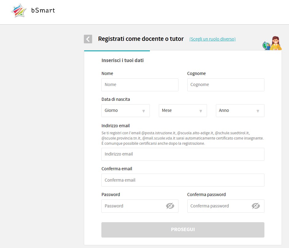 registrazione bsmart